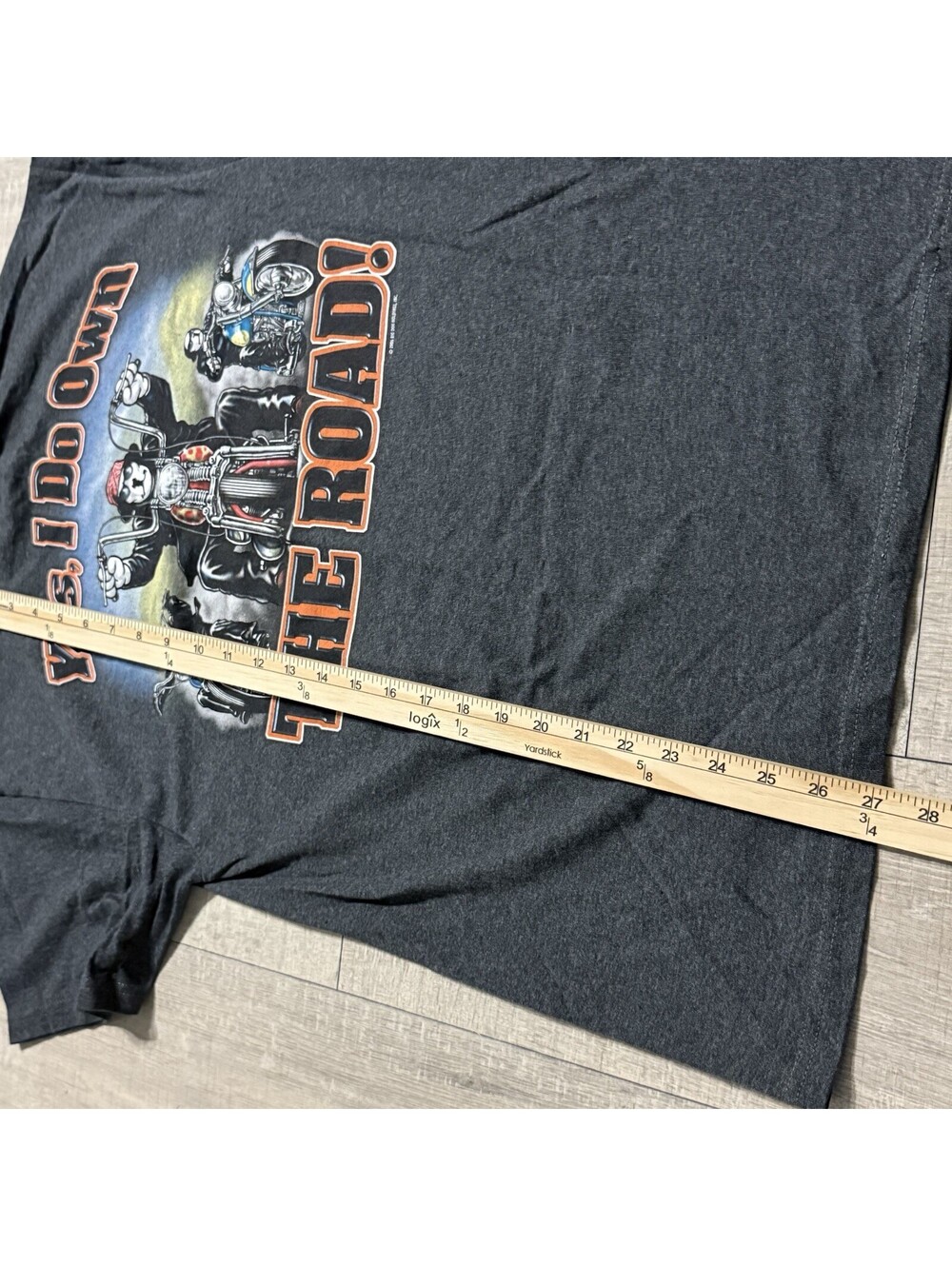 Vintage 2006 Big Dogs Yes I Do Own The Road Biker Motorcycle Y2K Gray Shirt Men - Picture 9 of 9